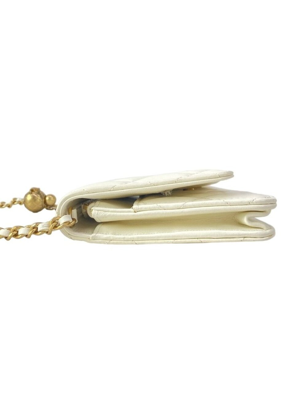 Chanel Wallet Quilted White Chain Gold Coco Ball Aja Star Lambskin Shoulder Bag - Picture 9 of 13